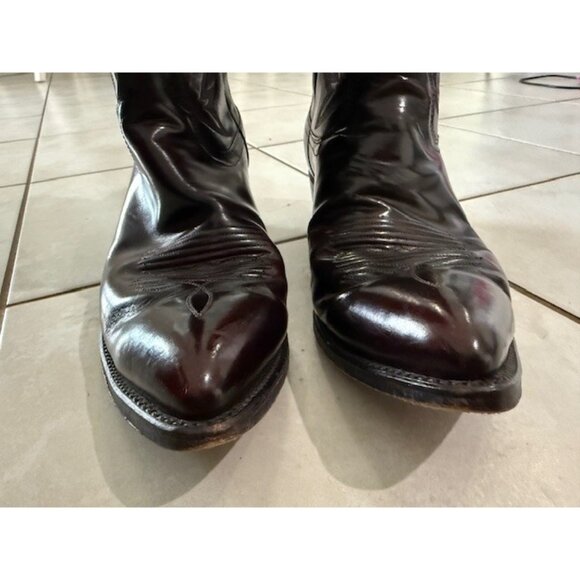 Dan Post Western Cowboy Boots Men’s 10.5 D Black Cherry Burgundy Pointed Toe GUC - Picture 4 of 14
